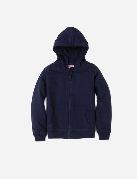 Campera de niña con cierre y capucha