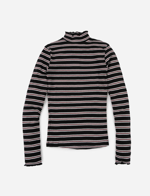 T-shirt manga larga con cuello alto