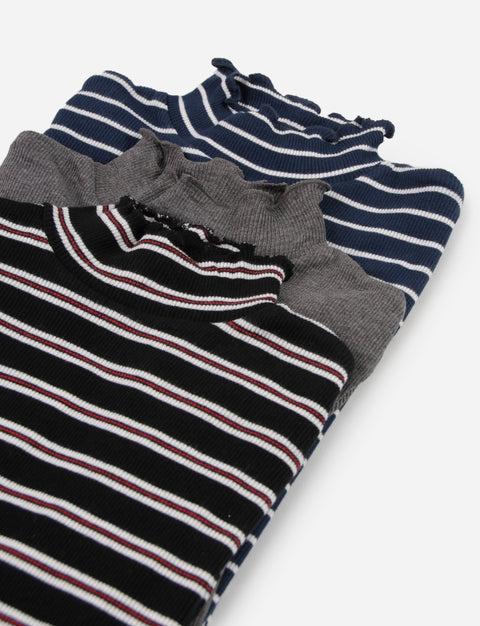 T-shirt manga larga con cuello alto